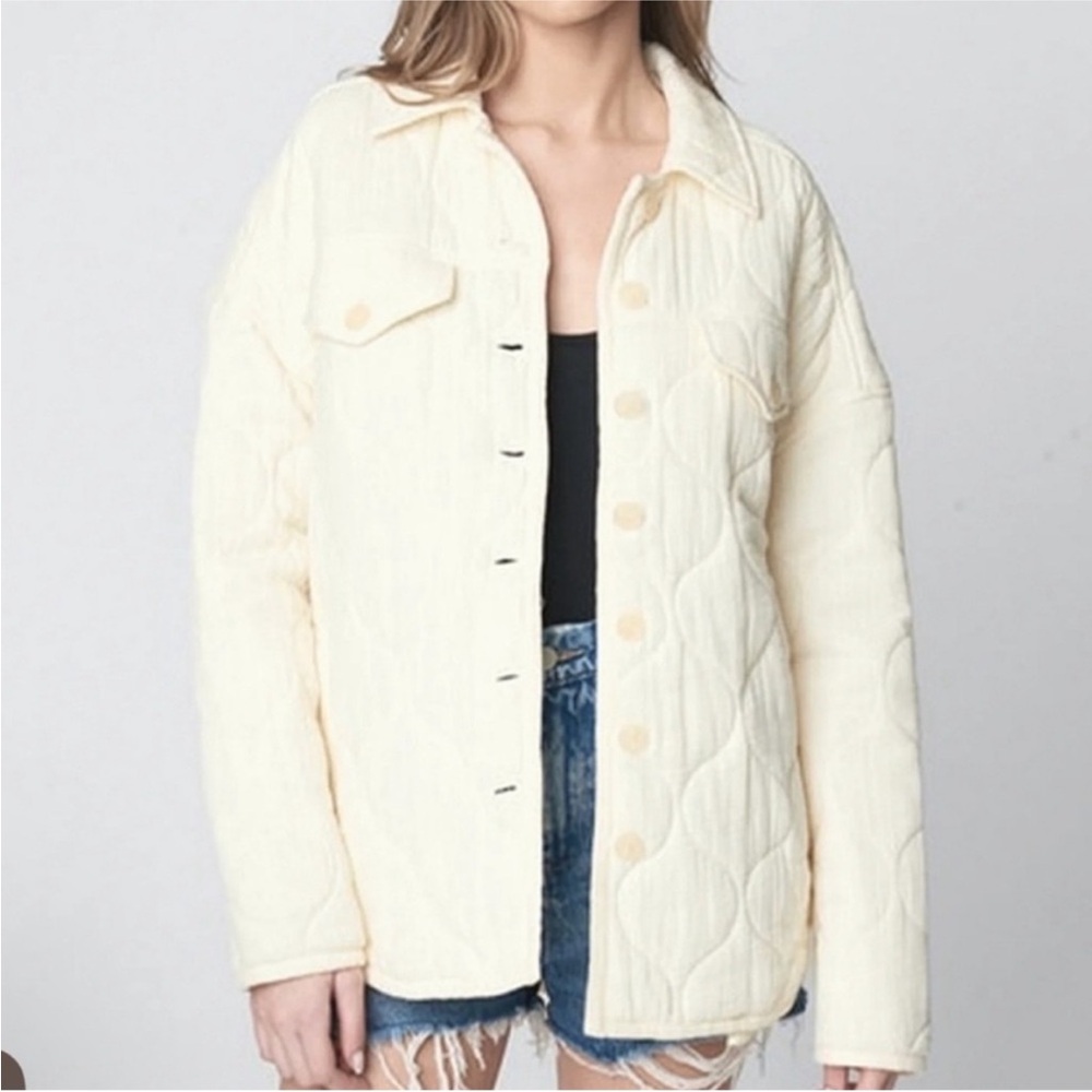 BLANKNYC Quilted Cream Shacket Jacket